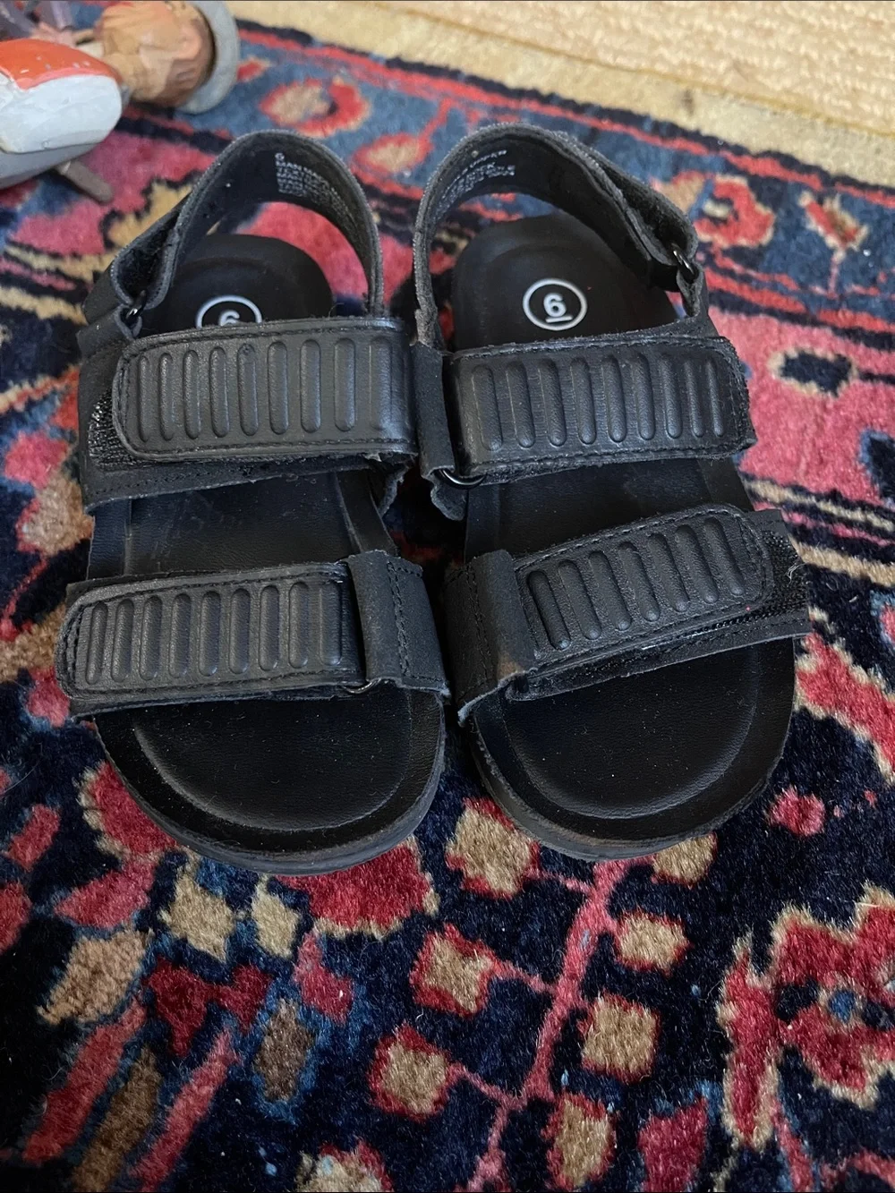 Cat & Jack Black Kids' Double-Strap Adjustable Sandals